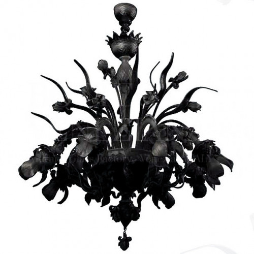 Lampadario Murano modello ACCADEMIA con fiori in pasta di vetro. Prodotto realizzato completamente a mano a Venezia, nella fornace di Bottega Veneziana