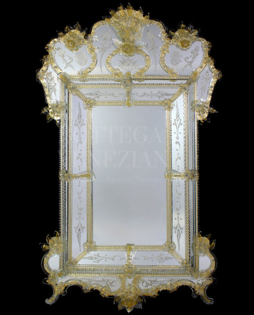 Specchio veneziano modello UBALDO prodotto nella fornace di Venezia da Bottega Veneziana