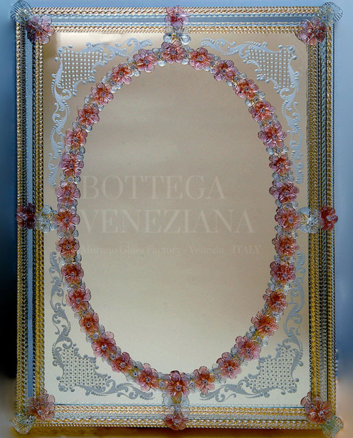 Specchio veneziano modello ORAZIO prodotto nella fornace di Venezia da Bottega Veneziana