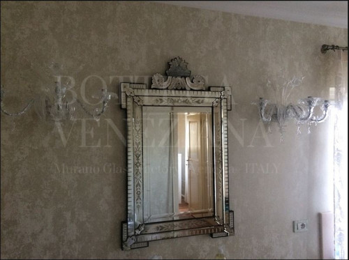 Applique LARA in stile REZZONICO vetro soffiato Murano colore cristallo. Lavorazione artigianale prodotta in Italia nella fornace di Bottega Veneziana Venezia